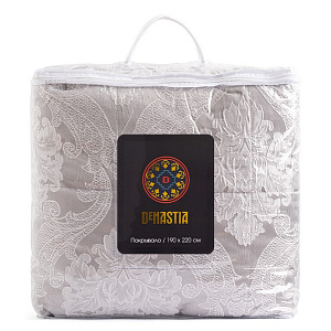 Покрывало 190х220см DE'NASTIA кружево Ампир 3слоя серое жаккард 100% полиэстер 000000000001212617