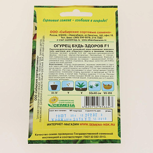 Семена Огурец Будь здоров F1 10шт парт Селекция Манул Р (ссс) ЛИДЕР ПРОДАЖ! УТ000000120 пакет 000000000001195247