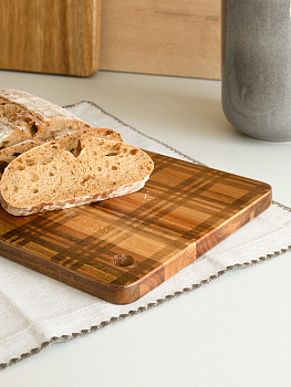 Доска Разделочная 18x30x1,5см DE'NASTIA прямоугольная с узором коричневый дерево 000000000001228051