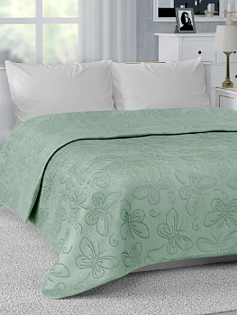 Покрывало DE'NASTIA Бабочки двухст. 240х260см 100%Полиэстер зеленый U000143 000000000001198837