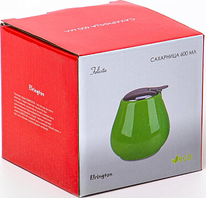 Сахарница 600мл Elrington ФЕЛИЧИТА с крышкой глазурь зелёный подарочная упаковка керамика 109-06081 000000000001203894