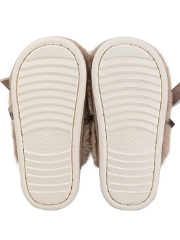 Тапочки домашние 38-39 женские меховые атласный бант бежевый полиэстер/ПВХ 000000000001228918