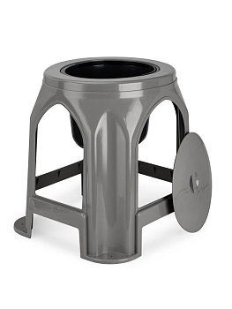 Портативный туалет 42х39см для взрослых серый полиэтилен 000000000001227343