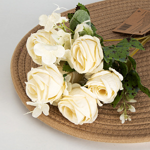 Цветок искусственный букет Роз 29см айвори 000000000001221570