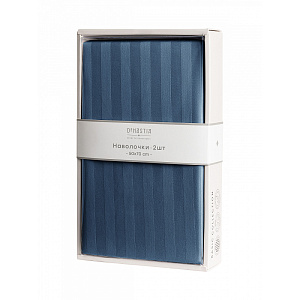 Наволочки 50x70см 2шт DE'NASTIA синий страйп-сатин 1см хлопок 100% 000000000001226117