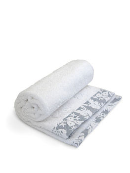 Полотенце махровое жаккардовое  50х90см 100% Хлопок бело-голубое  D100037 000000000001191104