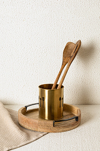 Стакан под столовые приборы 10x12см DE'NASTIA золотой нержавеющая сталь 000000000001230227