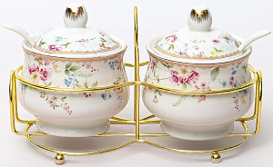 Набор сахарниц 2шт Balsford ФРАНСУАЗА с ложками на металлическом стенде подарочная упаковка фарфор 172-42027 000000000001203952