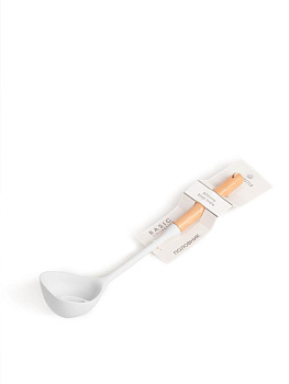 Половник 33x8x6,5см DE'NASTIA Силвуд деревянная ручка светло-серый силикон/бук 000000000001227988