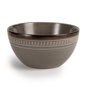 Салатник 15см Орнамент серый/черная полоса глазурованная керамика 000000000001217645