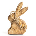 Декоративная фигурка 15x9x3,5см DE'NASTIA Зайка с бантом бежевый дерево манго 000000000001225938