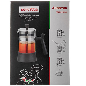 Френч-пресс 600мл SERVITTA Aquatic пластик/нержавеющая сталль/стекло 000000000001214639