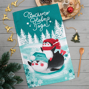 Полотенце 35х60см ДОЛЯНА Веселого Нового Года 100% хлопок 160г/м2 000000000001208902