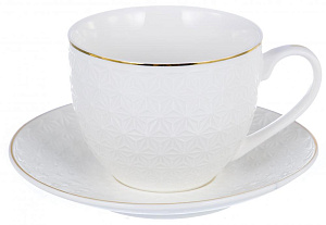 Чайная пара  (чашка 220мл) ПОСУДА белый с золотом 000000000001177977