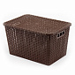 Корзина для хранения 35х24х20см с крышкой коричневый пластик