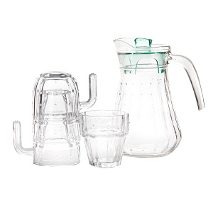 Набор для питья GARBO GLASS Кактус (кувшин 1л/стакан 240мл-4шт) стекло 000000000001217352