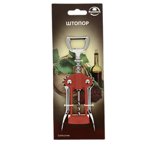 Штопор МУЛЬТИДОМ красный металл/пластик 000000000001203476