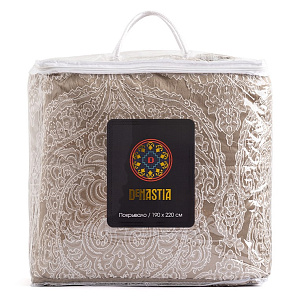 Покрывало 190х220см DE'NASTIA кружево Романтика 3слоя светло-коричневое жаккард 100% полиэстер 000000000001212620