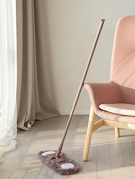 Швабра 70х130см DE'NASTIA ручка телескоп насадка Soft коричневый сталь/микрофибра 000000000001222327