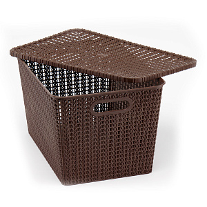 Корзина для хранения 35х24х20см с крышкой коричневый пластик 000000000001177323