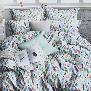 Комплект постельного белья 1,5-спальный ЛЮБОВЬ И ЖИЗНЬ Перья простынь150х215см пододеяльник145х215см наволочки70х70см-2шт белый бязь хлопок 000000000001204728