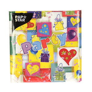 Бумажные салфетки 3-х слойные Пати микс Pap Star, 33?33 см, 20 шт. 000000000001142472