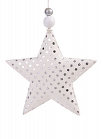 Новогоднее подвесное украшение Звезда с серебряными кружочками из хлопчатобумажной ткани / 10,5x1,5x10,5см арт.80197 000000000001191274