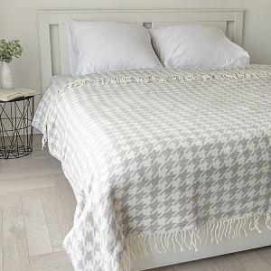 Покрывало 200x230см LUCKY Гусиные лапки серый/белый 50%хлопок/35%акрил/15%полиэстер 000000000001218831