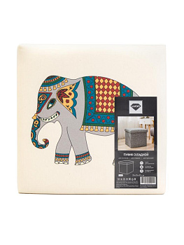 Пуфик куб 35х35х35см складной этно слон бежево-коричневый лен 000000000001226421