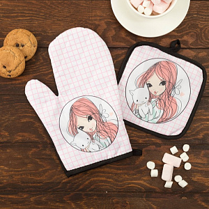 Набор кухонный Этель Love Life Лея (прихватка 17х17 см + рукавица 26х16см) 100%пэ 4437256 000000000001200832