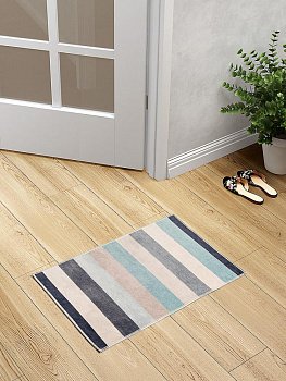 Коврик придверный 40x60см LUCKY Широкая полоска голубой/серый полиэстер 000000000001200452