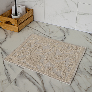 Коврик универсальный 50x60см DE'NASTIA цветы/листья молочный хлопок 100% 000000000001219485