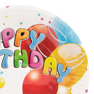 Набор тарелок одноразовых 10шт 17см День Рождения бумага 000000000001210152