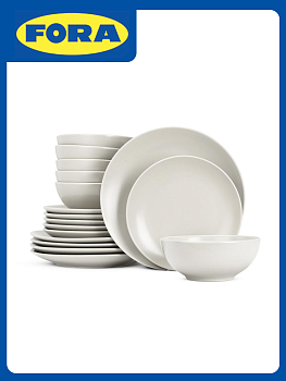 Набор столовой посуды 18 предметов FORA белый керамика 000000000001223054