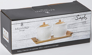 Набор банок 2шт 320мл BALSFORD РОЗА с ложками на стенде подарочная упаковка фарфор 000000000001206633