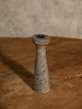 Подсвечник 6,5x6,5x20см DE'NASTIA коричневый/серый дерево манго 000000000001230459