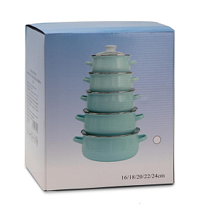 Набор кастрюль 5шт 16см-1л/18см-1,7л/20см-2,2л/22см-3,2л/24см-4,5л Мята эмаль Набор кастрюль 5шт 16см-1л/18см-1,7л/20см-2,2л/22см-3,2л/24см-4,5л Мята эмаль 000000000001223956