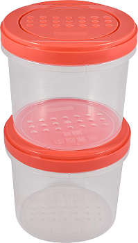 Набор банок Plast Team PATTERN, с закручивающейся крышкой, коралловый, 2 шт. (0,7л), 115х115х133 (PT9860) 000000000001201524