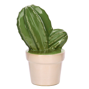 Фигура декоративная 16см Кактус круглый в горшке зеленый керамика 000000000001210788