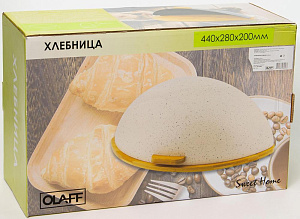 Хлебница OLAFF 44х28х20см основа, ручка -бамбук, крышка полистирол, подарочная упаковка.184-18002 000000000001201279