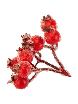 Ветка с ягодами для декора 9см шиповник в инее красный 000000000001228772