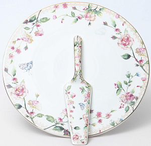 Тортовница на ножке 31см BALSFORD Стефания с лопаткой подарочная упаковка фарфор 000000000001203933