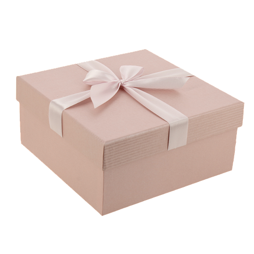 Коробка подарочная с бантом 210x210x110мм розовый квадрат бумага микровельвет/лента розовая 3055 Д10103К.148.2 000000000001205113