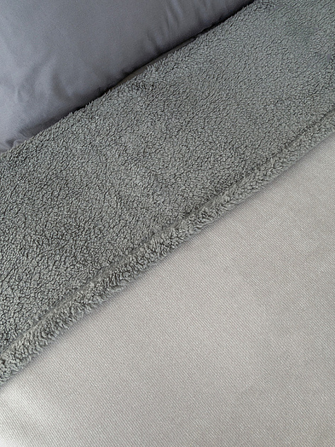 Плед 200x220см DE'NASTIA twinsoft светло-серый/темно-серый шенилл/шерпа полиэстер 000000000001229833