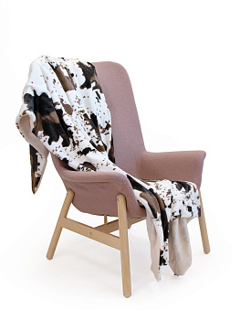 Плед меховой DE'NASTIA Коровка 200х220см 100%Полиэстер белый/коричневый T040127 000000000001193006