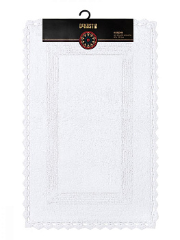 Коврик для ванной 60x100см DE'NASTIA кружево белый хлопок 000000000001207084