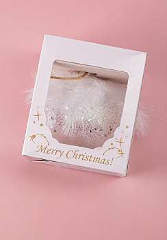 Декоративное украшение Шар №4,5 D8см БИРЮСИНКА Перышки белый стекло 000000000001207648