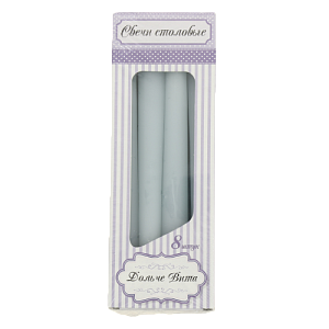 Набор свечи столовые 8шт Дольче Вита голубые 000000000001209294