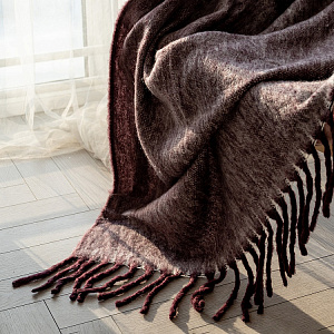 Плед 150x200см DE'NASTIA под мохер Темная бахрома темно-фиолетовый акрил 000000000001222317