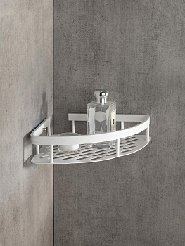 Полка навесная 28x21x5см DE'NASTIA угловая белый алюминий 000000000001227440